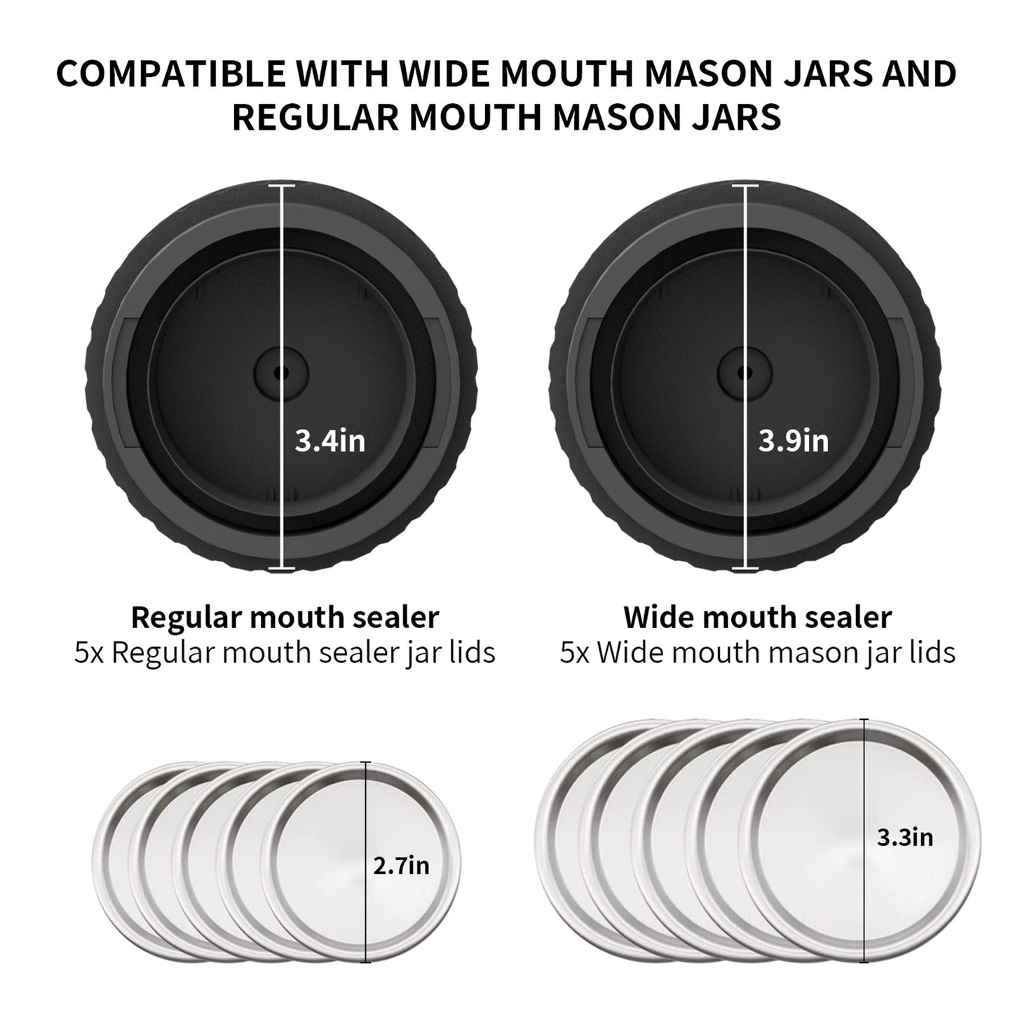 Electric Mason Jar Vacuum Sealer Kit Cordless Automatic Jar Sealer Kit for Food Storage and Fermentation with Wide-Mouth and Regular-Mouth Mason Jar Lids