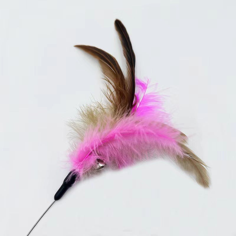 Cat Collar Toy Attached Silicone Cat Teasing Wand Adjustable Cat Feather Collar Toys With Bell Cat Interactive Teaser Toys