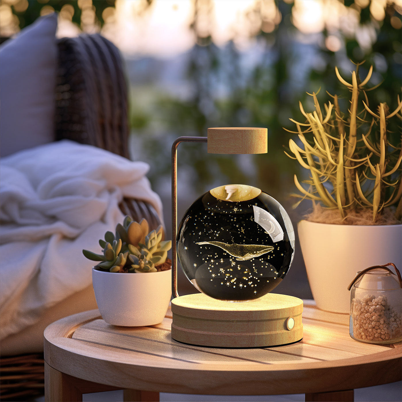 Crystal Ball Cosmic Dinosaur Indoor Night Light USB Power Warm Bedside Light Birthday Gift Night Lamp